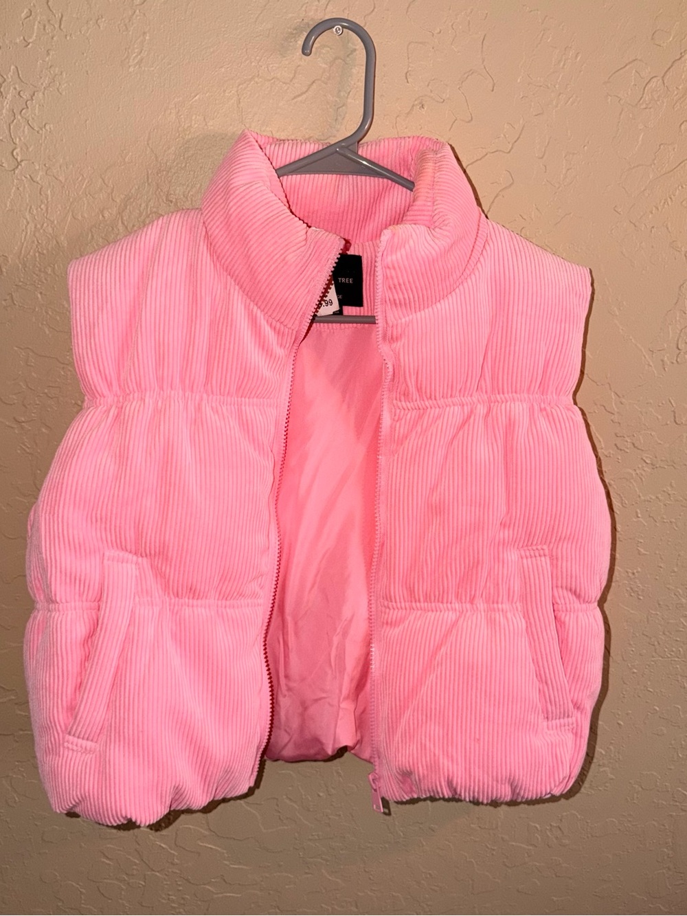 Pink Corduroy Puffer Vest - Lightweight Warmth